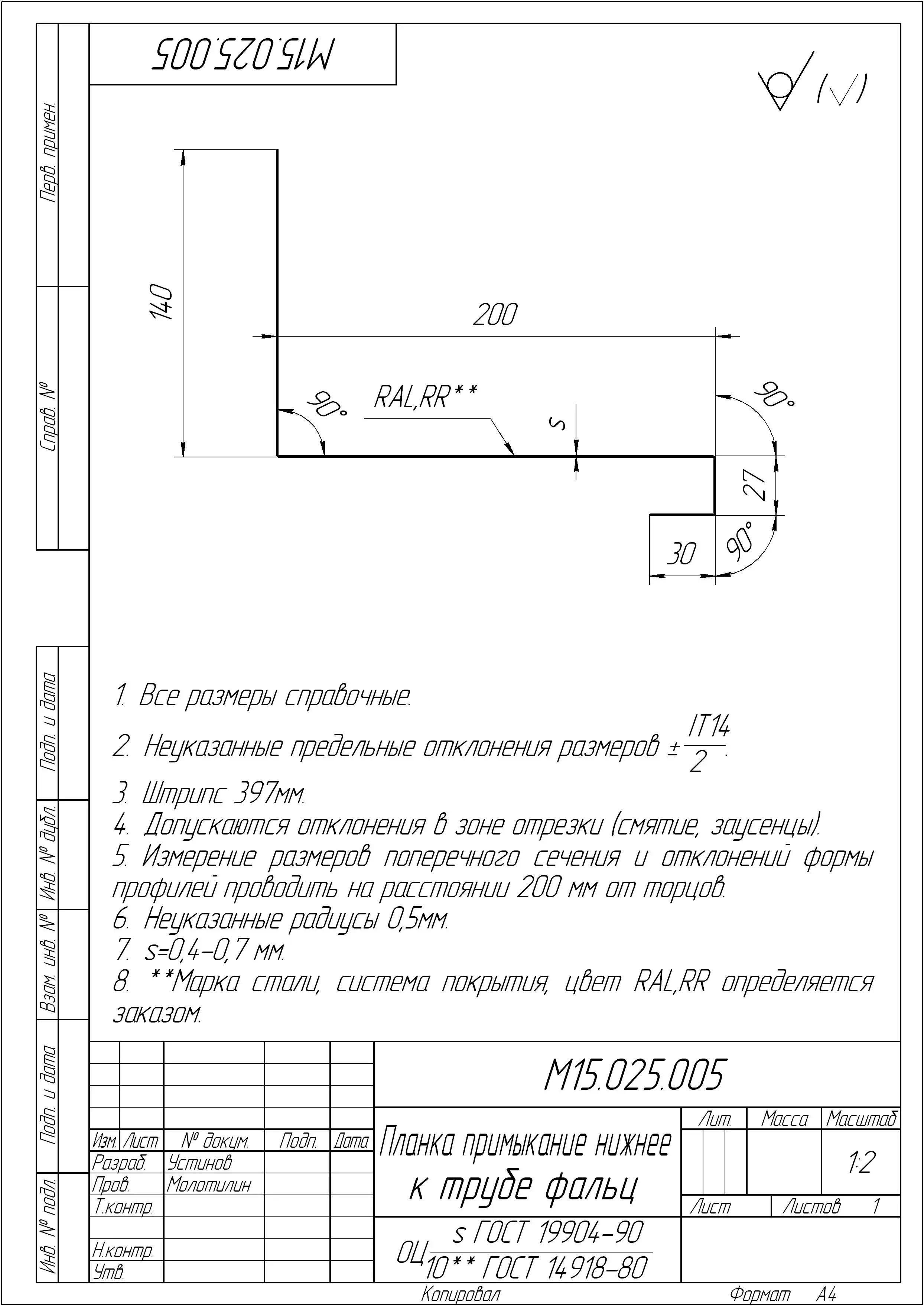 Гранд лайн планка примыкания чертеж
