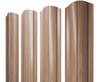 Штакетник фигурный Grand Line Круглый с покрытием Print Elite 0,45 мм Honey Wood TwinColor