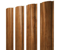 Штакетник Grand Line Полукруглый Slim с покрытием Print Elite 0,45 мм Golden Wood