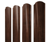 Штакетник фигурный Grand Line Полукруглый Slim с покрытием Print Elite 0,45 мм Cherry Wood TwinColor
