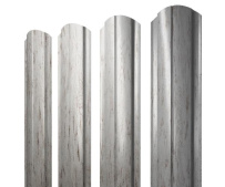 Штакетник фигурный Grand Line Полукруглый Slim с покрытием Print Elite 0,45 мм Snow Wood TwinColor