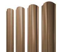Штакетник фигурный Grand Line Полукруглый Slim с покрытием Print Elite 0,45 мм Honey Wood TwinColor