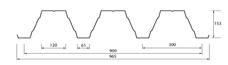 чертеж профнастила СКН153-900 чертеж профнастила СКН153-900