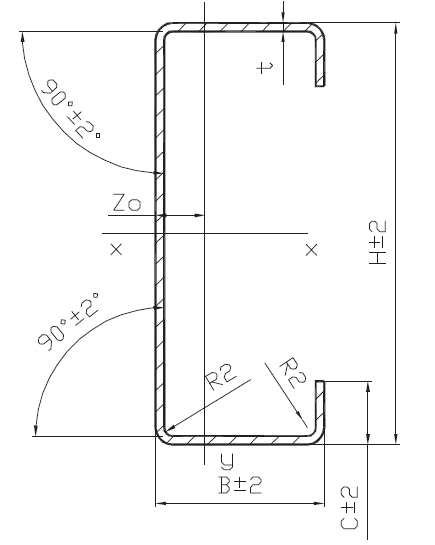 Чертеж с-образного профиля