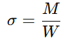 Формула вычисления напряжения в сечении