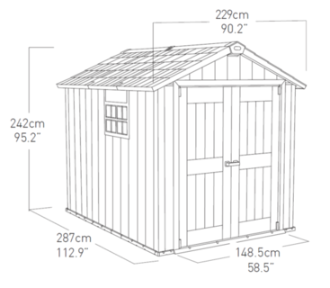 размеры сарая Oakland 759
