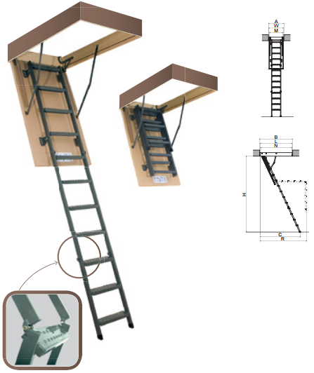 Металлические чердачные лестницы Fakro (Факро) модели LMS