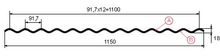 чертеж профнастила МП 18-1100