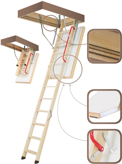 Деревянные утеплённые чердачные лестницы Fakro (Факро) модели LWT Thermo