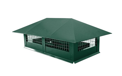 Дымник на трубу с сеткой 500x500 мм RAL 6005 с покрытием Satin 0.5 мм