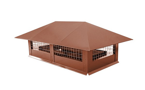 Дымник на трубу с сеткой 500x500 мм RAL 8004 с покрытием Velur 0.5 мм