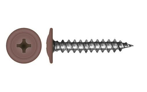 Саморез с прессшайбой по дереву 4,2x25 RAL 8012 (500 шт)
