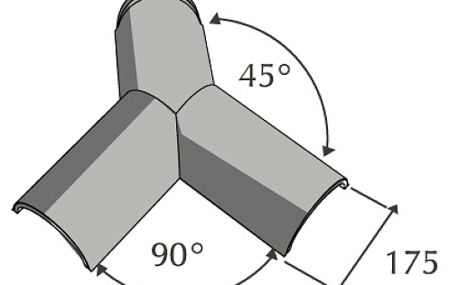 Y – образный полукруглый коньковый элемент 30-45 Metrotile