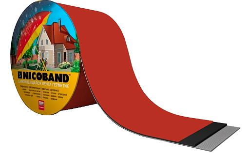 Лента-герметик Nicoband красный, 10 м x 7,5 см