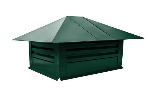 Дымник на трубу с жалюзи 520x390 мм RAL 6005 с покрытием Satin 0.5 мм