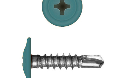 Саморез с прессшайбой по металлу 4,2x19 RAL 5021 (200 шт)