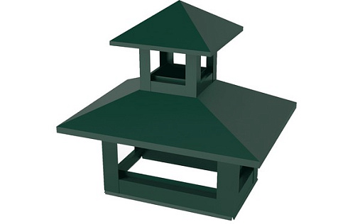 Двойной дымник на трубу 520x390 мм RAL 6005 с покрытием Atlas 0.5 мм